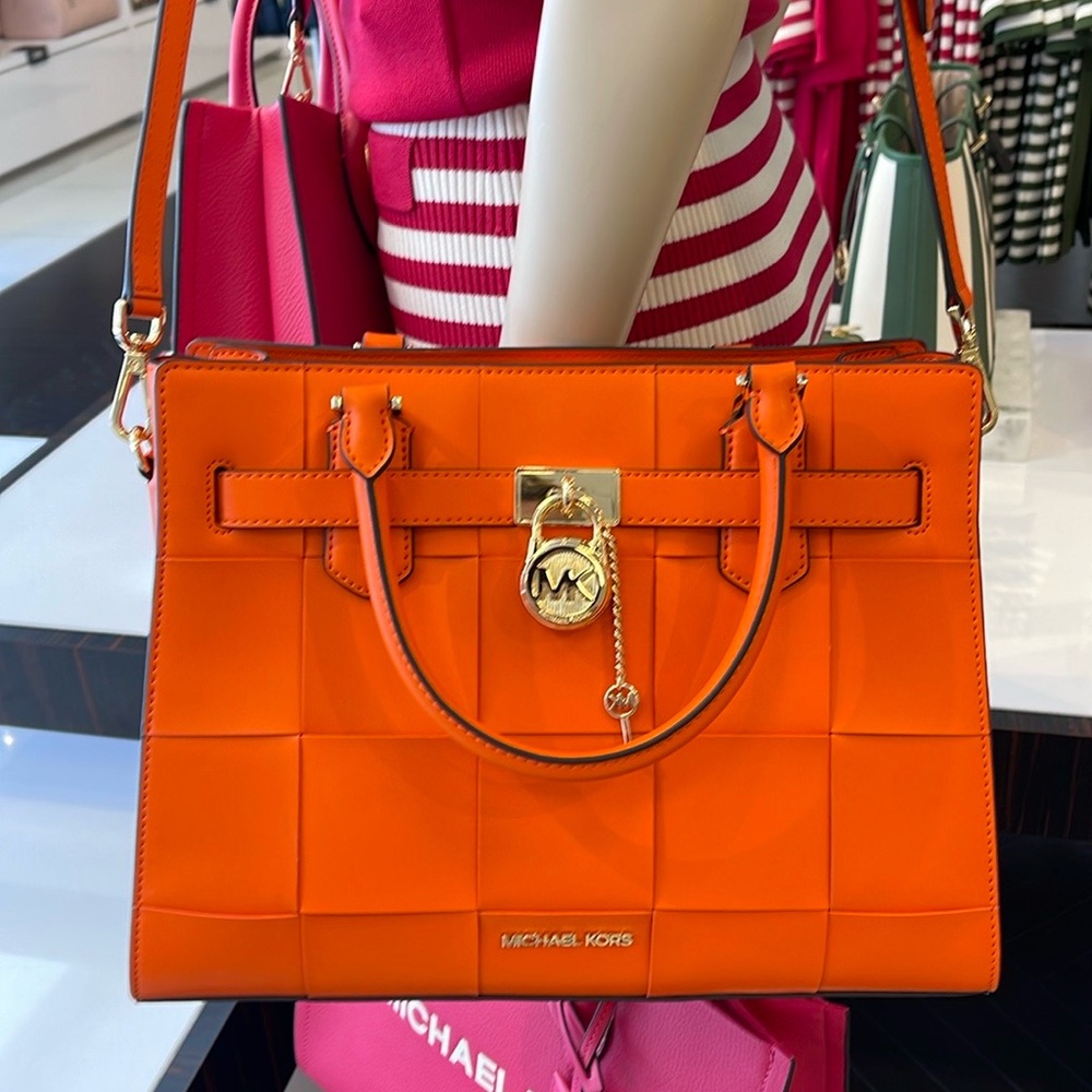 MICHAEL KORS HAMILTON MEDIUM SATCHEL 
 COLOR: POPPY 
NWT - Picture 5 of 16